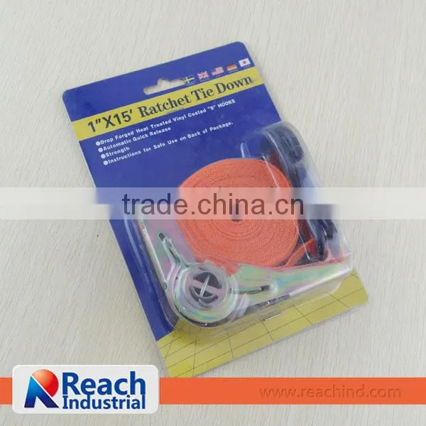 25mm Ratchet Tie Down Strap with S hook