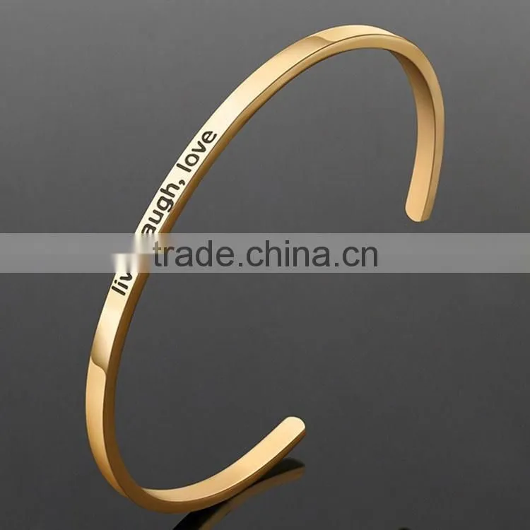 Latest Fashion Inspiration words engraved bracelets bangle wholesale