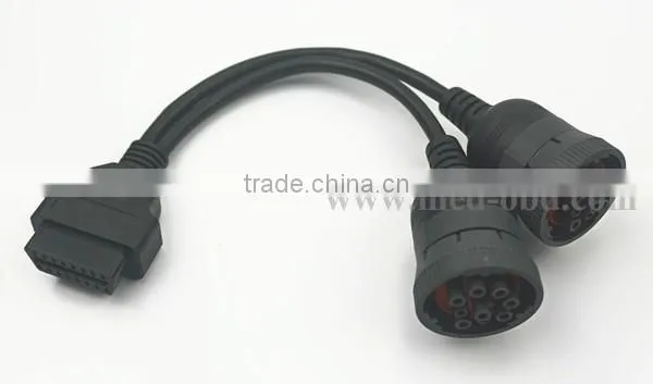 Deutsch splitter Y cable 2pcs 9pin OBD2 16pin Female to 2pcs J1939 9pin Y cable