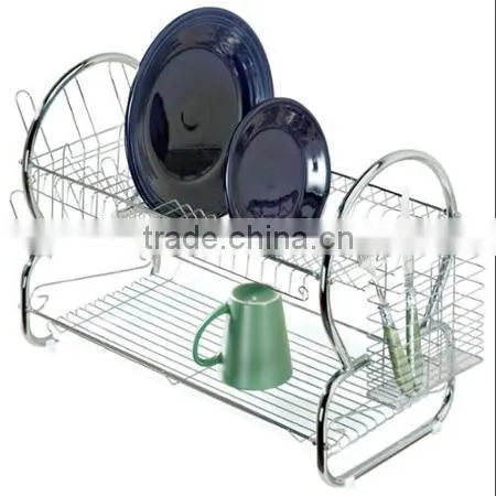 White folding kitchen dish drying rack