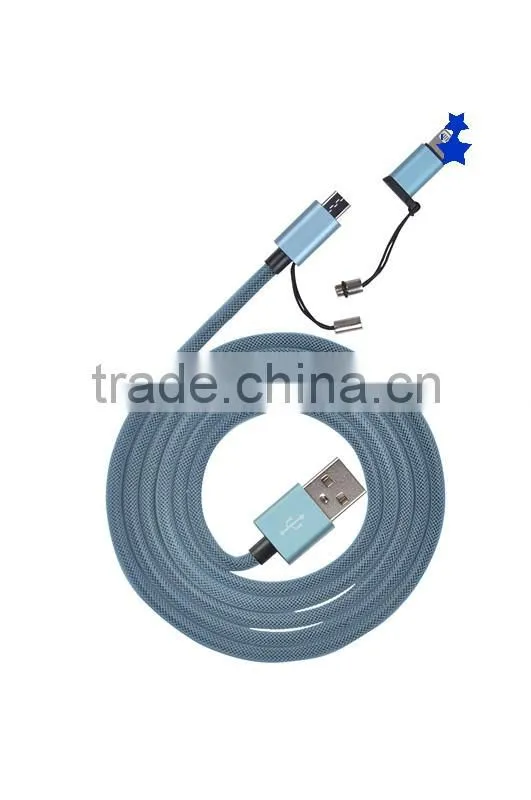 2 in 1 cable 8 pin micro usb for mfi charging cable