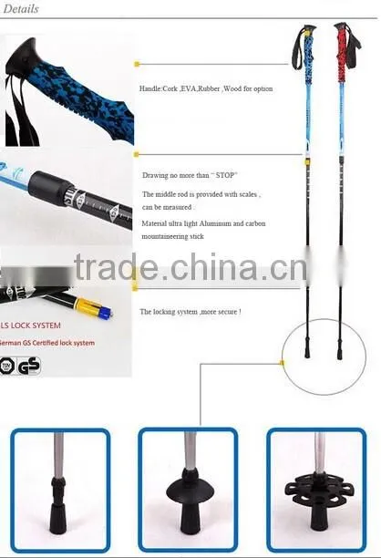 trek poles aluminum, internal lock, PP grip and antislip EVA, 3 sections SZ15524