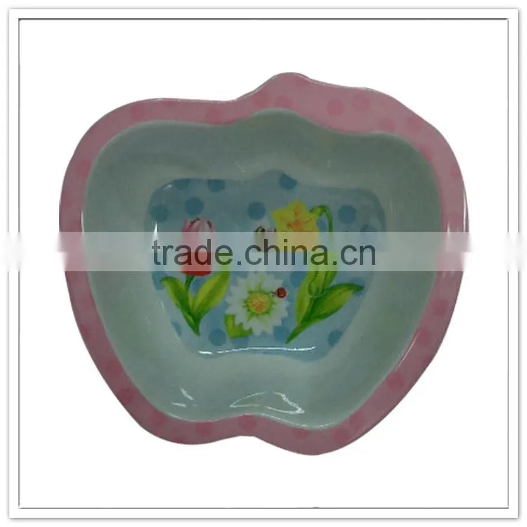 BPA free child safe kids apple fruit shaped bowls in melamine