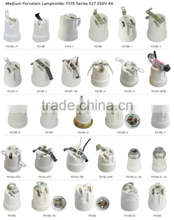 e27 edison screw shell ceramic cap lampholder socket lamp holder with bracket