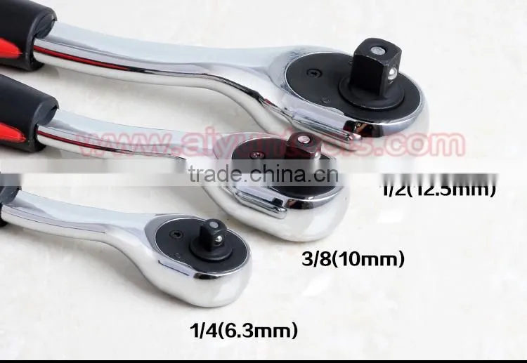 1/2" 3/8" 1/4" Ratchet Wrench (Socket Set) Quick Release wrench 72t Cr-v