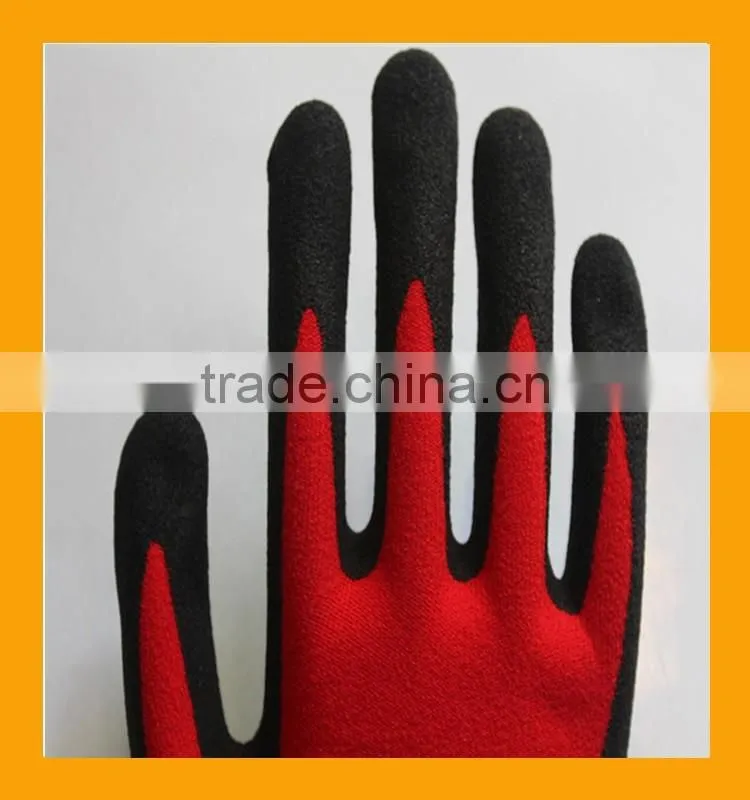 Black Sandy Finish Nylon Nitrile Working Gloves