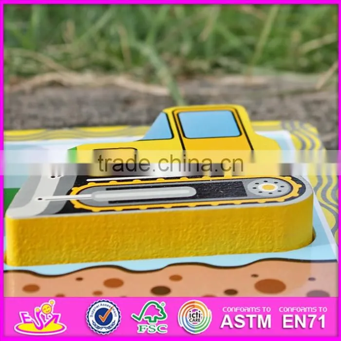 2016 new design educational car puzzle wooden learning shapes for toddlers W14D020