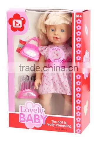 16 inch makeup set ABS lovely fat plastic baby dolls with EN71