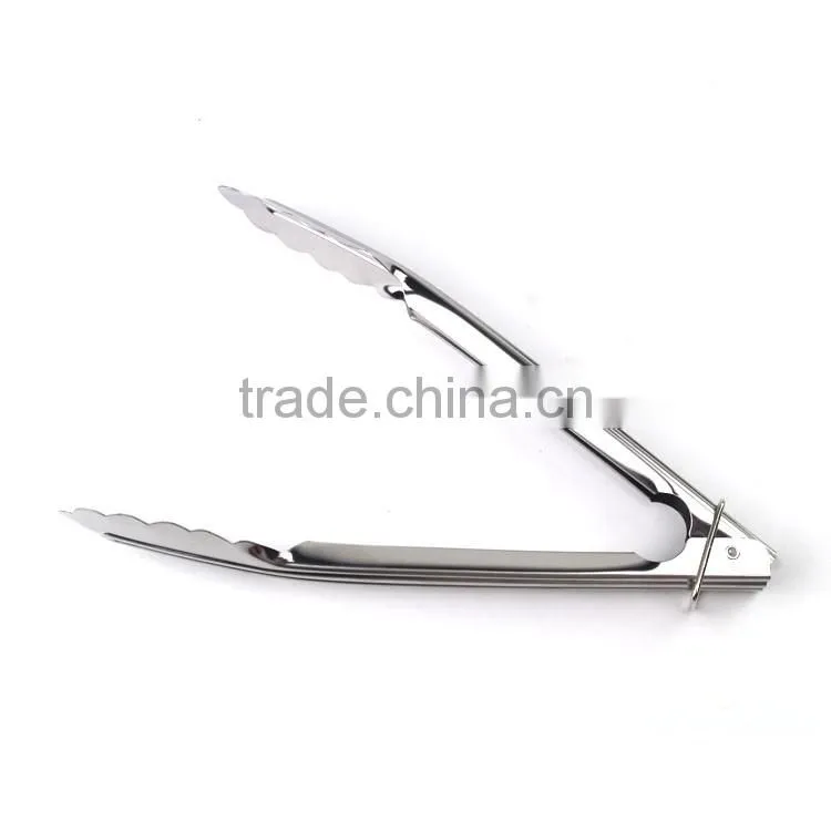9'' stainless steel cooking bbq tongs with lock
