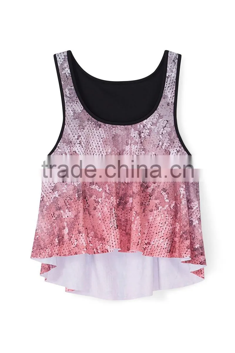 2016 Fashion Flowy Fabric Overlay Yoga Sport Bra HST8047