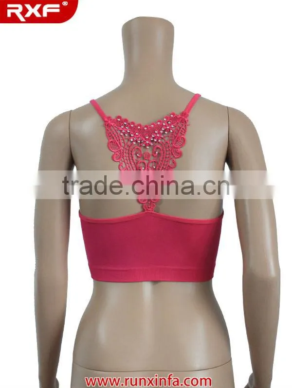 Red water soluble flower sexy fashion sports bra