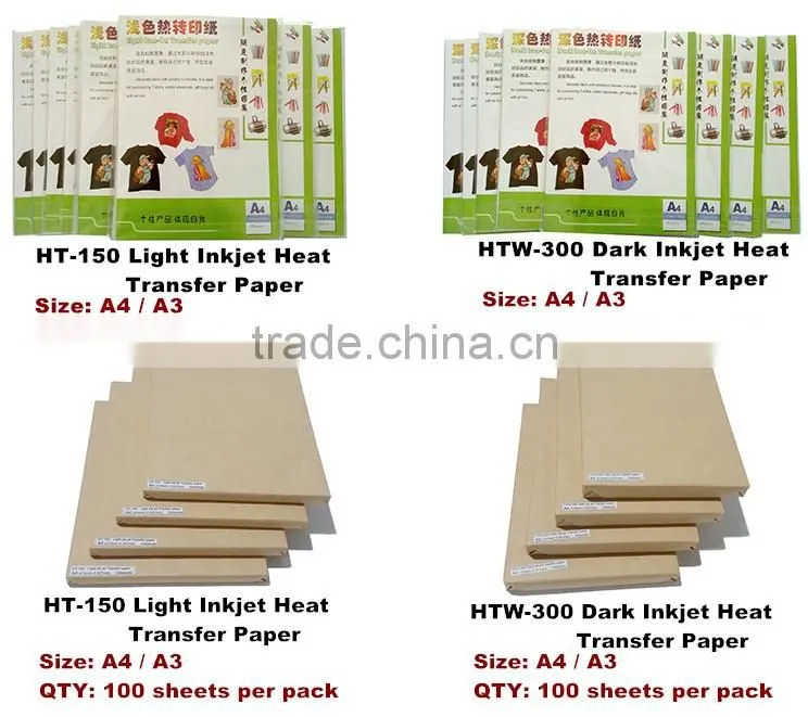 High quality t-shirt inkjet transfer paper for light and dark fabrics