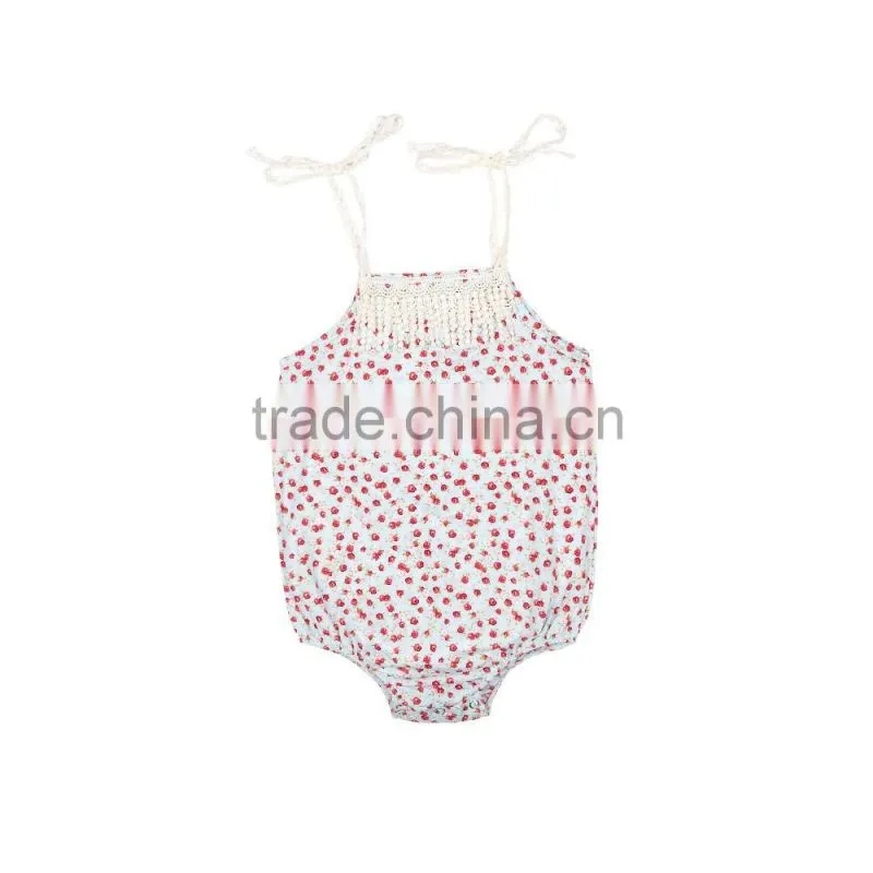Summer new design infant and toddlers clothing cute baby girl floral lace romper