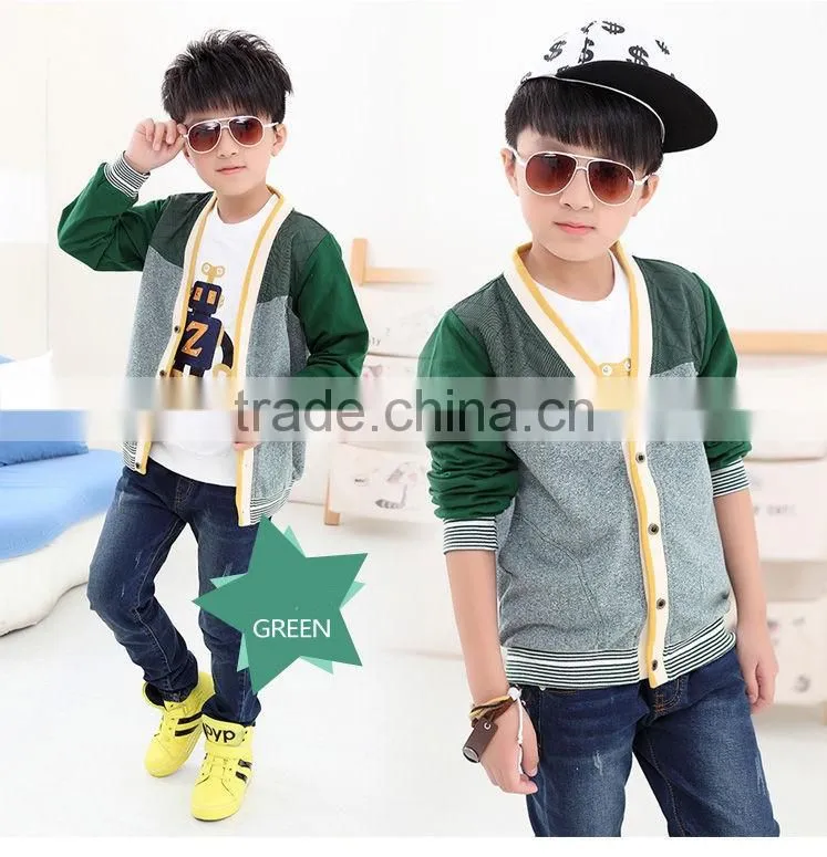 2016 children British style boy fall coat/ thin coat autumn cardigan fashion jacket with embroidered