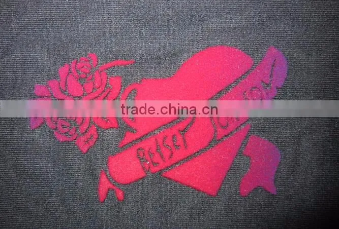 Flock Cheap Custom Heat Transfer Embossed Label for Clothing
