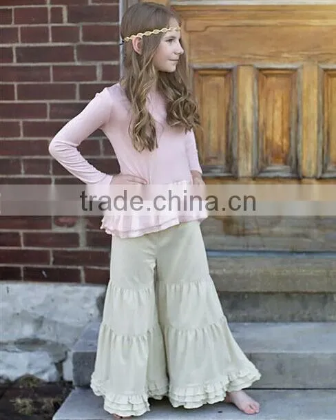 Gold Shimmer Knit Wide Leg Ruffle Pant Girls Winter Boutique Cotton Giggle Moon Remake Outfits