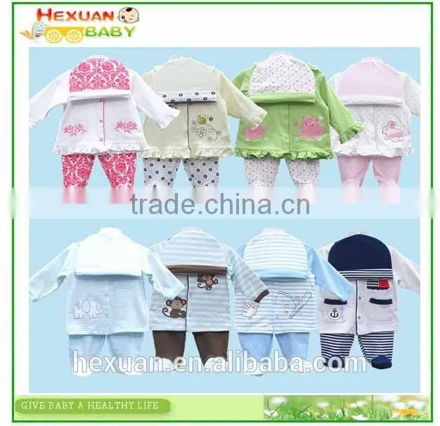 100% cotton Wholesale High Quality Spring Autumn 3PCS/Set Newborn Infant Baby Boy Girl Suits