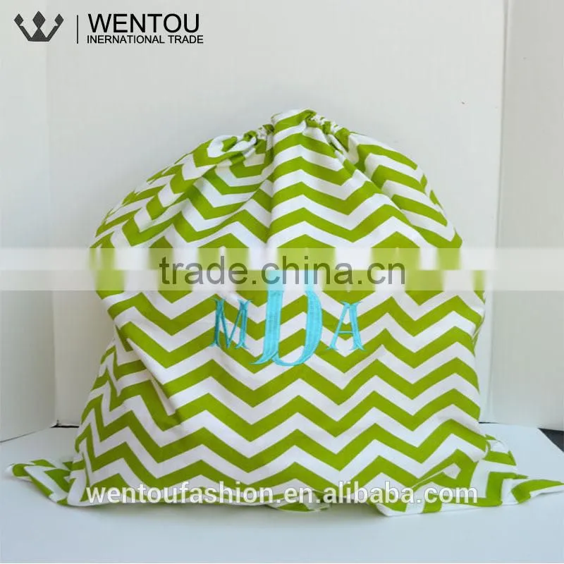 Monogramed Chevron Laundry Bag With Drawstring