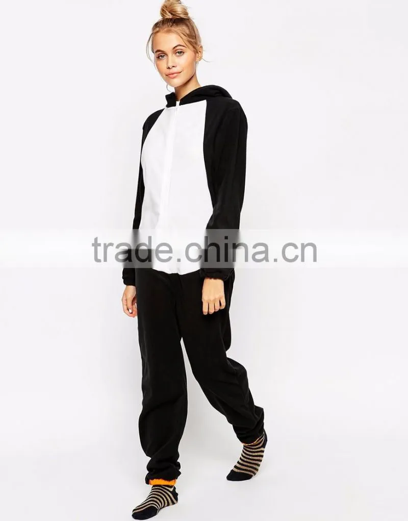 Hot selling relaxed fit penguin design onesie women wholesale adult christmas pajamas