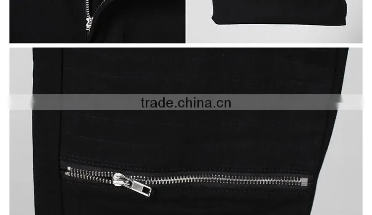 100% cotton long pants with zipper/black fashionable pants for men P-23