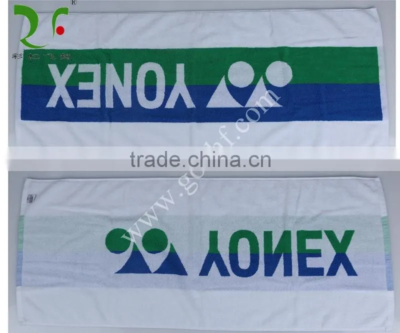 100% cotton Customized jacquard woven logo gym towels