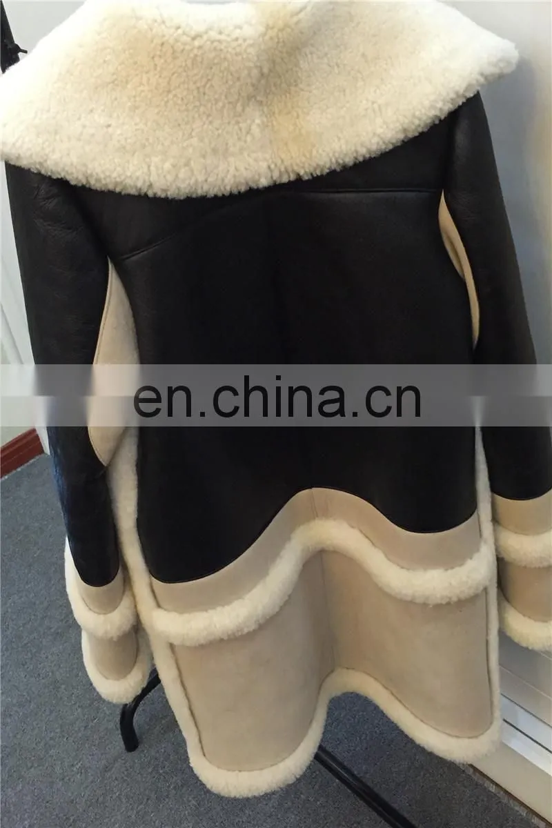 2016 Latest Design Girls Winter Genuine Sheep Skin Fleece Lined Leather Jacket