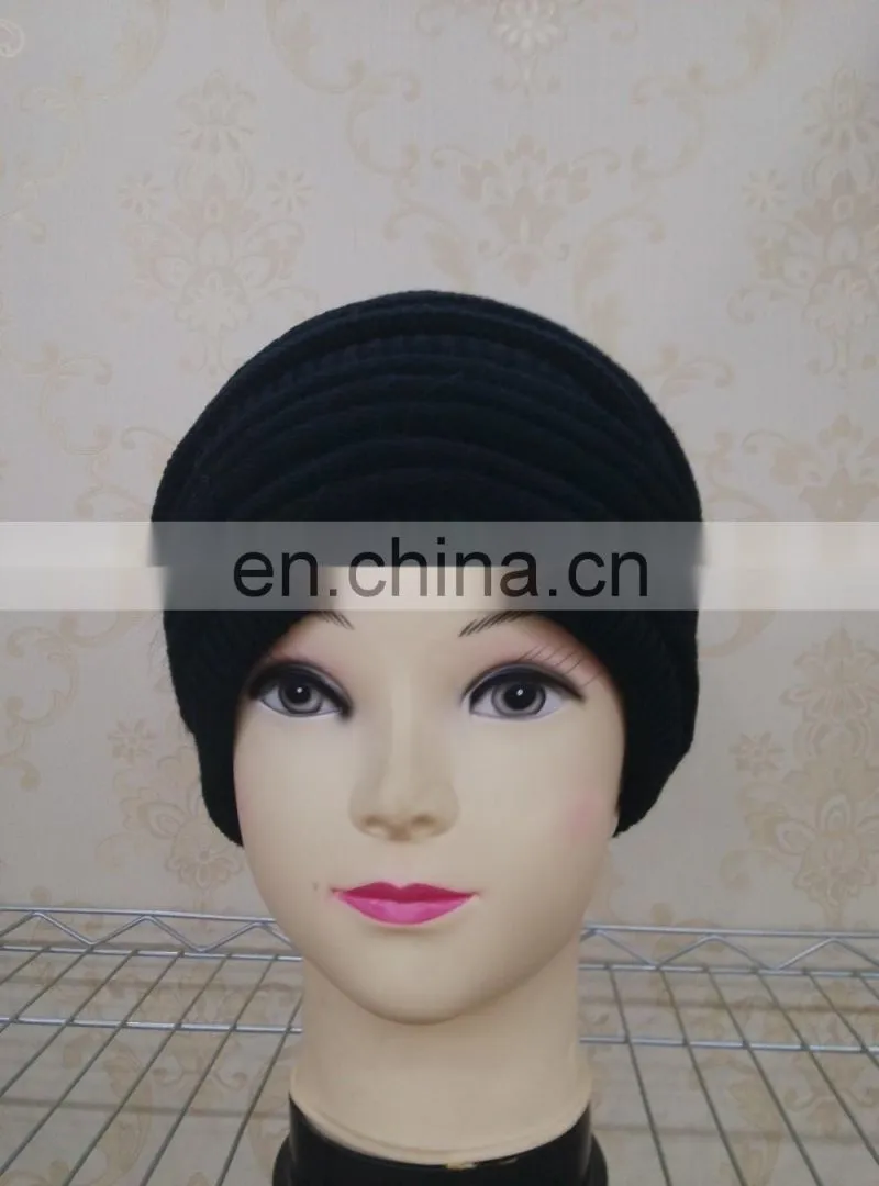 New Style Fashion Wool Knitted With Raccoon Fur Pompom Beanie Hat
