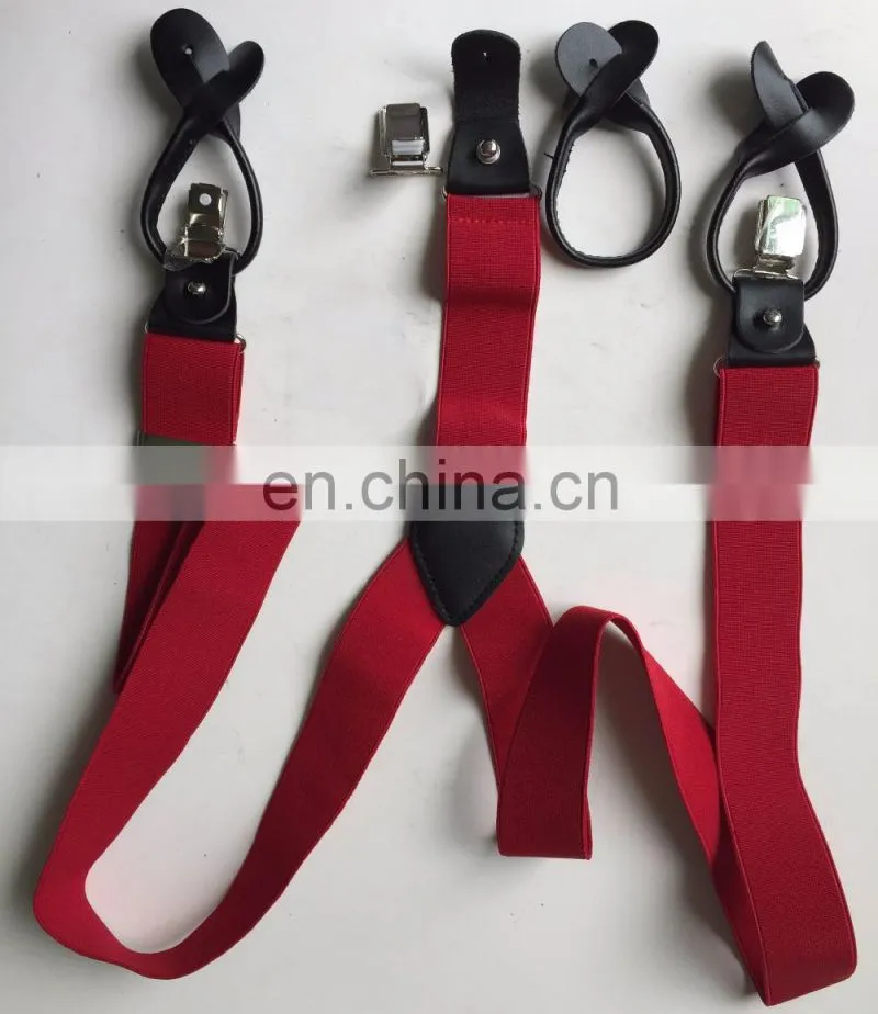 Yiwu longkang 3.5cm strong elastic ribbon dual clips fashion work man braces suspenders