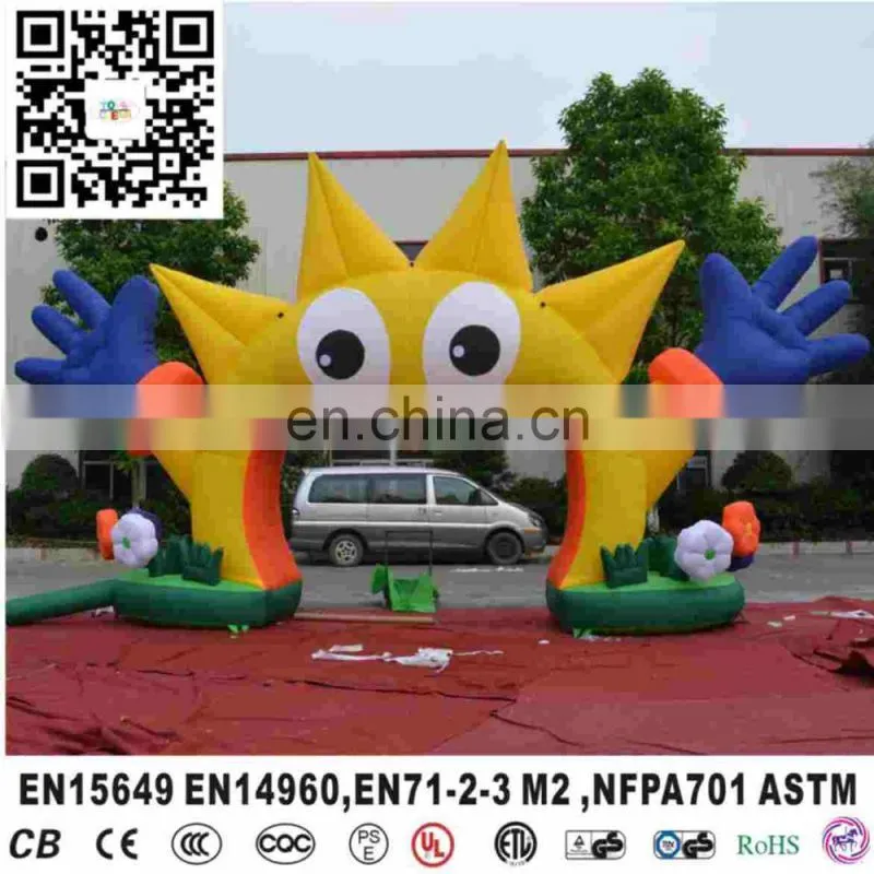 Smiling Sun flower Inflatable Arch Buildings Rainbow Arch For Advertising