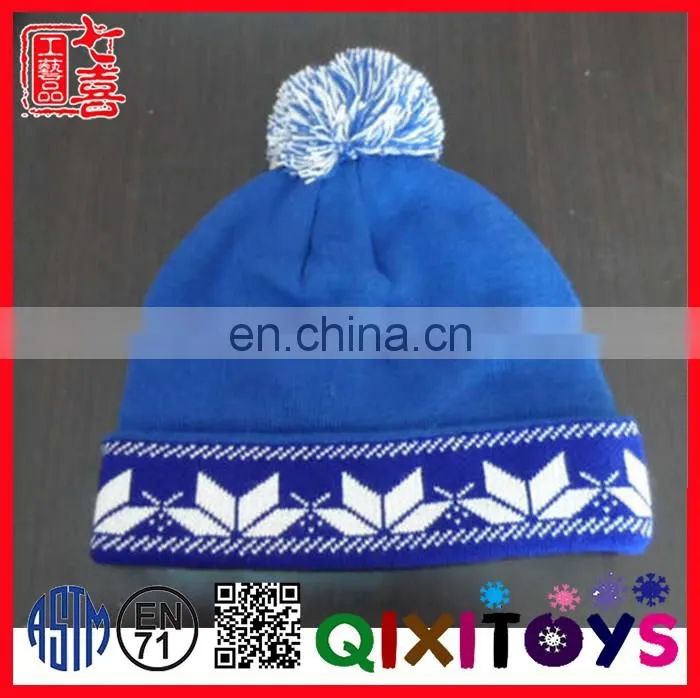2016 New designed Fashion sublimation Knitted winter hats with pompom