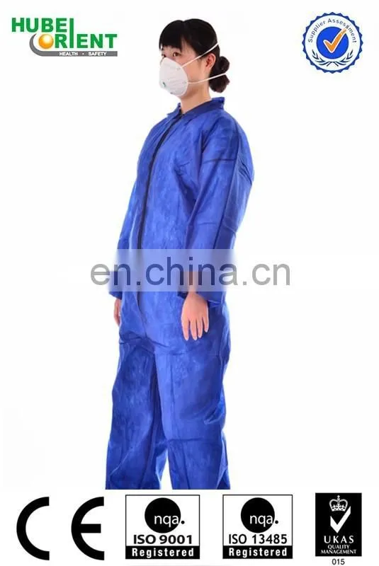 Safety pp nonwoven disposable coverall without hood