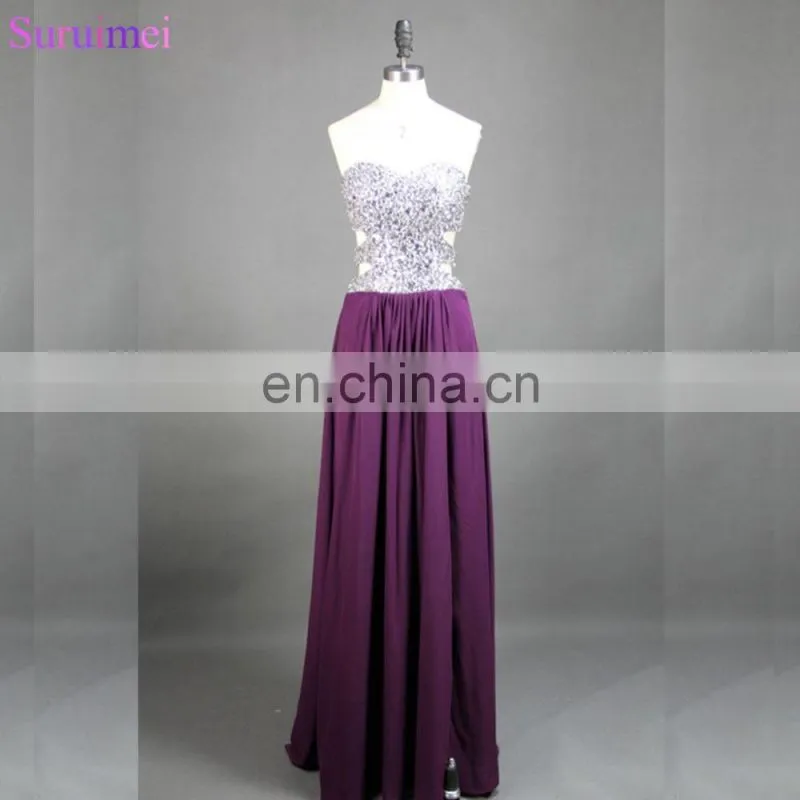 New Bling Bling High Quality Black Long Prom Dresses Best Selling Sexy Sweetheart Beaded Side Slit Girls Formal Dresses WH518