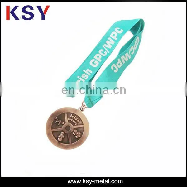 High quality Brushed gunmetal custom finisher medals with Lanyard