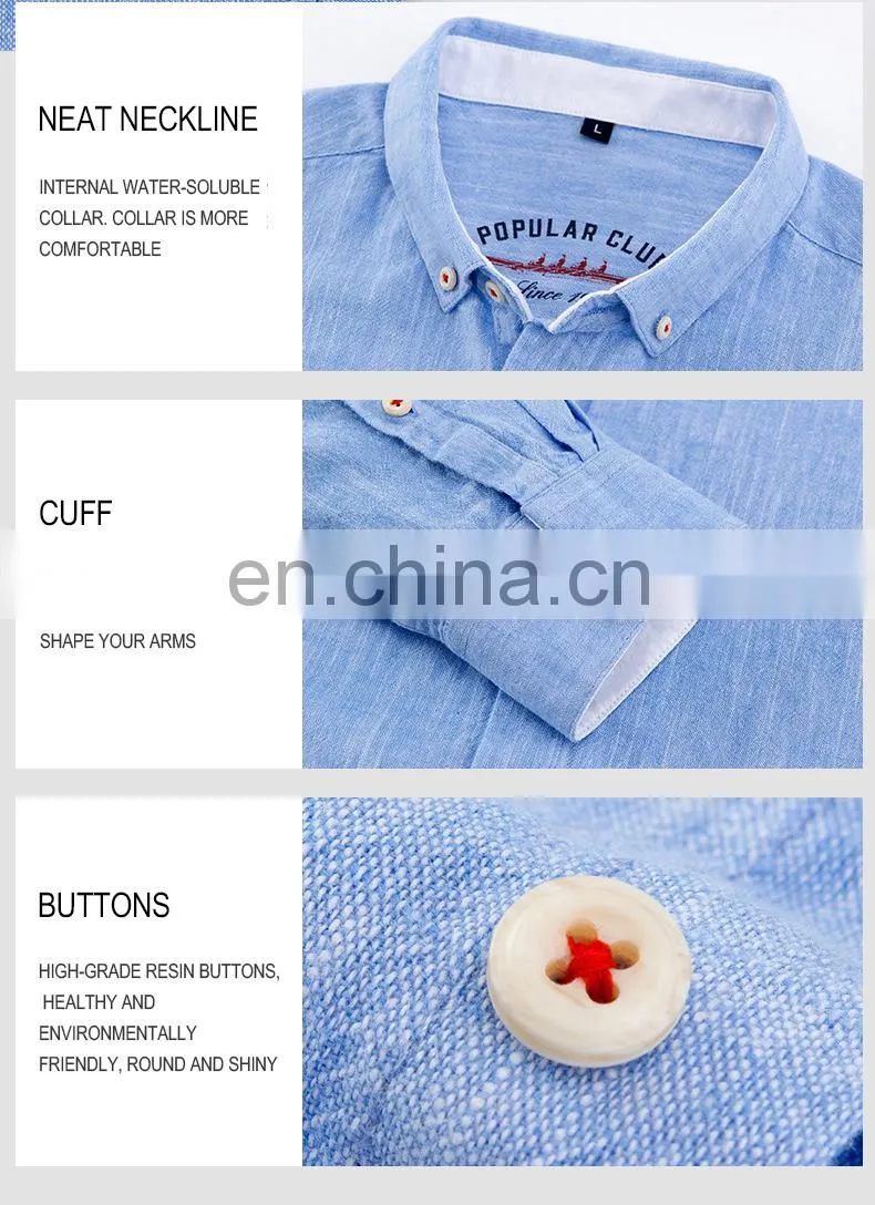 Wholesale Mens long sleeve plus size heather colors linen casual shirts