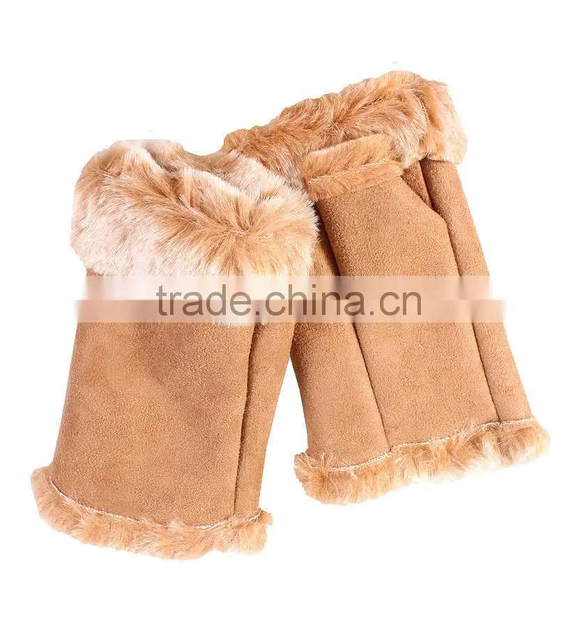 2015 Winter New Double face sheepskin fingerless glove
