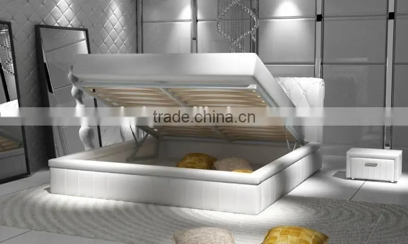 Gas Lift Up Storage PU/Leather Bed /Ottoman bed