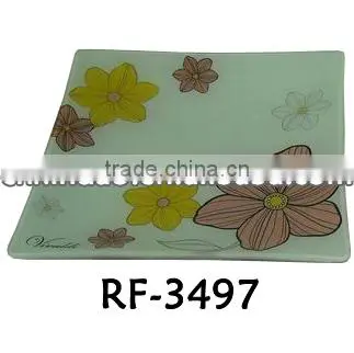 Wholesale Custom Floral Designed Promotion Decorative Modern Glass Plates