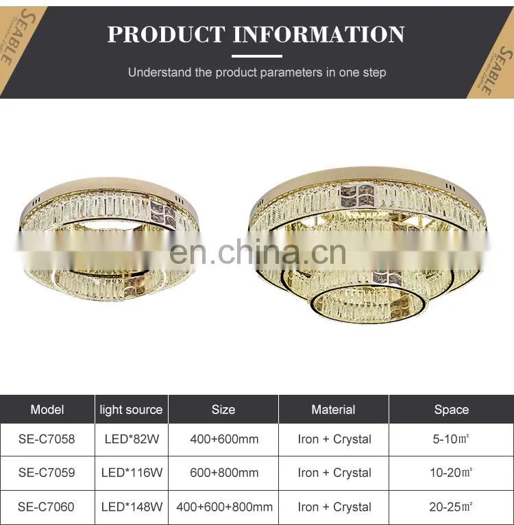 Luxury Style Interior Decoration Dining Room Living Room Modern Crystal LED Ceiling Lamp