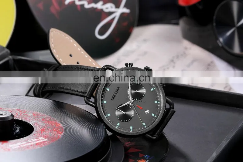 MEGIR 2159 Men's Quartz Watches Waterproof Business Mesh Band Chronograph Date Luxury Wristwatches