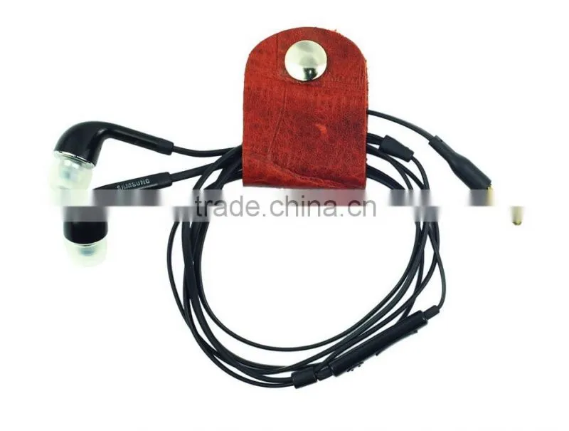 High Quality Gift Genuine Leather CLIPS Cable Tidy Data Cable Storage LEATHER CORD ORANGIZER
