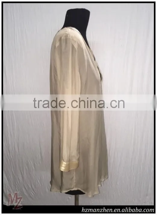 2016 New fashion pure color silk women blouse