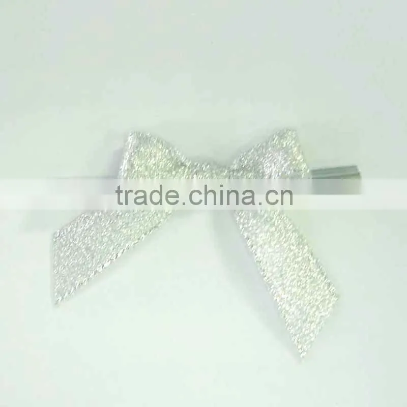 China supplier polyester pre tie/satin ribbon bow with wire twist