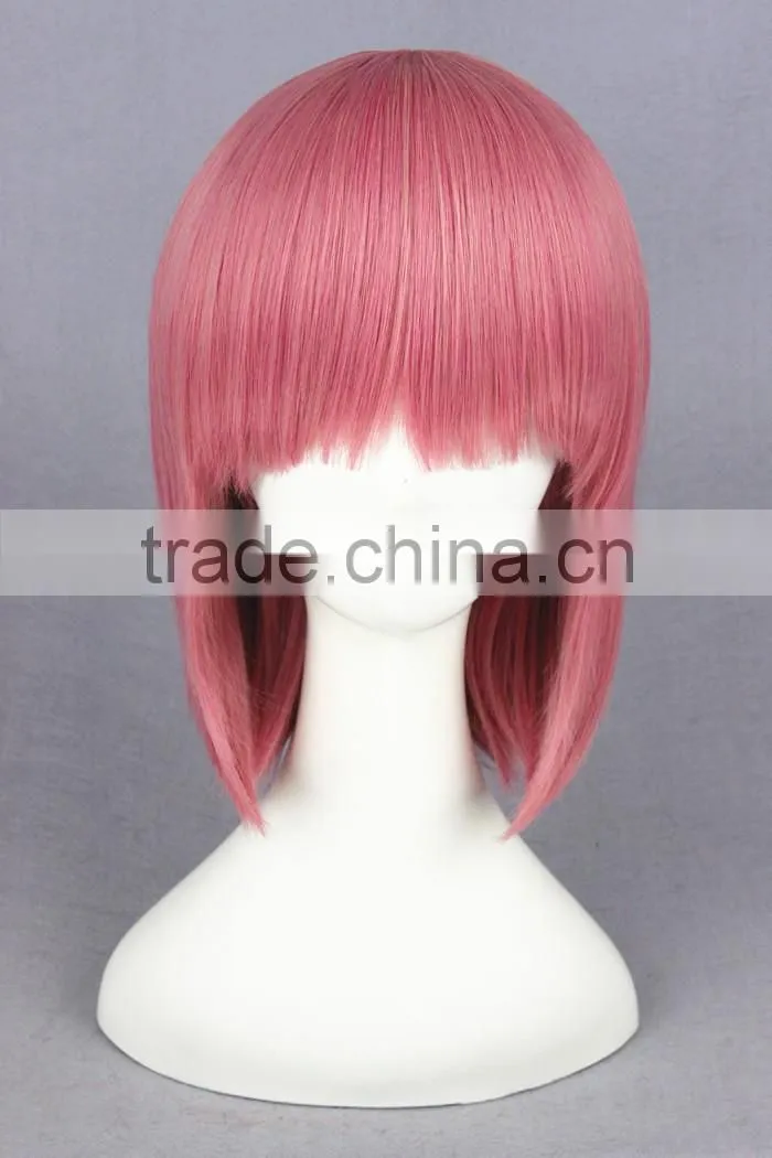 High Quality 40cm Short Straight Pink Synthetic Anime Lolita Wig Cosplay Costume Lolita Hair Wig Party Bobo Wig