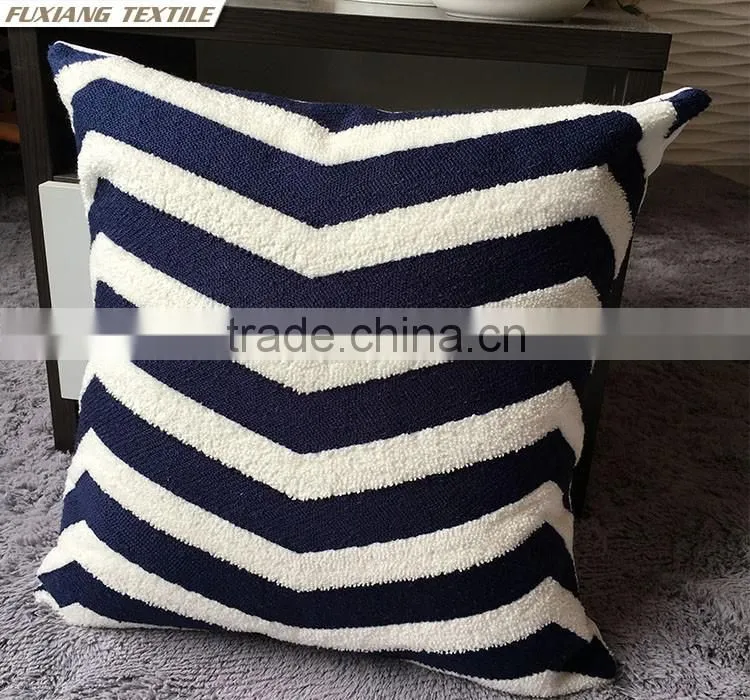 Crewel Embroidery Pillow RED and Blue