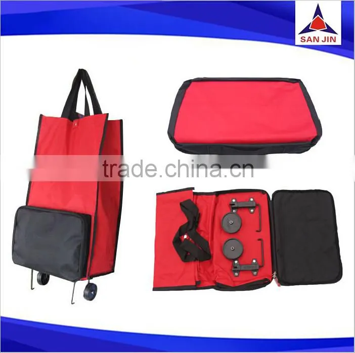 600D+PVC oxford fabric foldable Shopping trolley bag with wheels