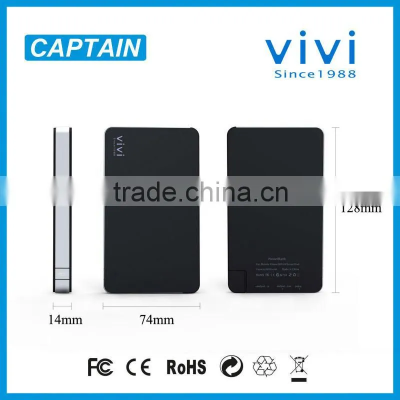 best quality power bank 8000mah dual usb cable in one for smart phone samsung HTC LG ROHS CE FCC