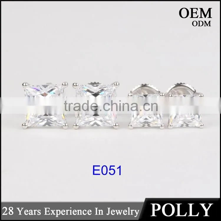 14KT solid gold princess cut AAAAA CZ earrings jewelry manufacturers