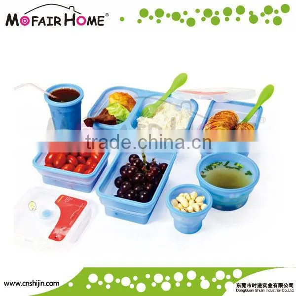 Food grade Round foldable silicone insulated food containers (FD003-1)