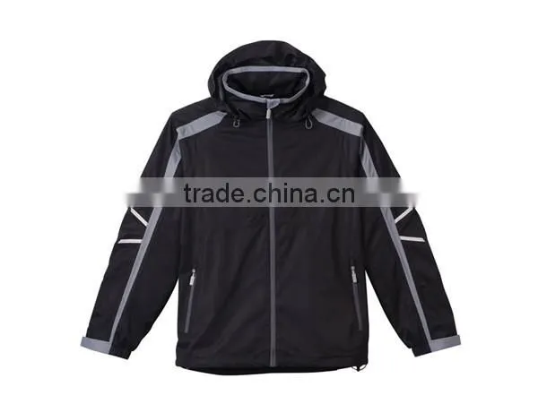 contrast zip windproof hooded custom logo winter jacket