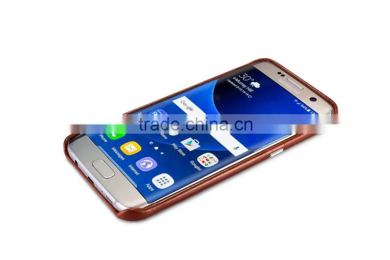 Original Icarer Vintage Series High Quality Real Leather Rubber Back Case for Samsung S7 edge MT-5682
